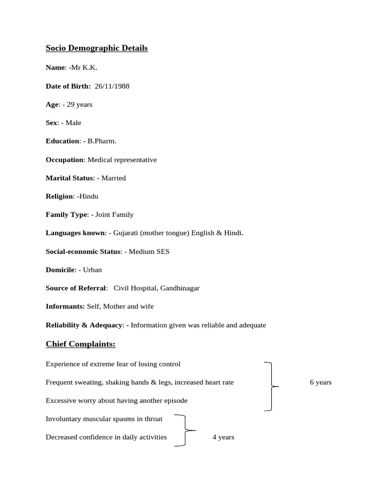 Panic Attack Case Study Report | PDF | Anxiety | Panic Attack