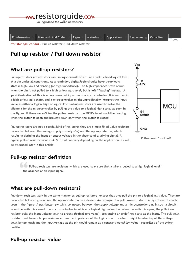 Pull Up Resistor _ Pull Down Resistor Resistor Guide | PDF | Resistor ...
