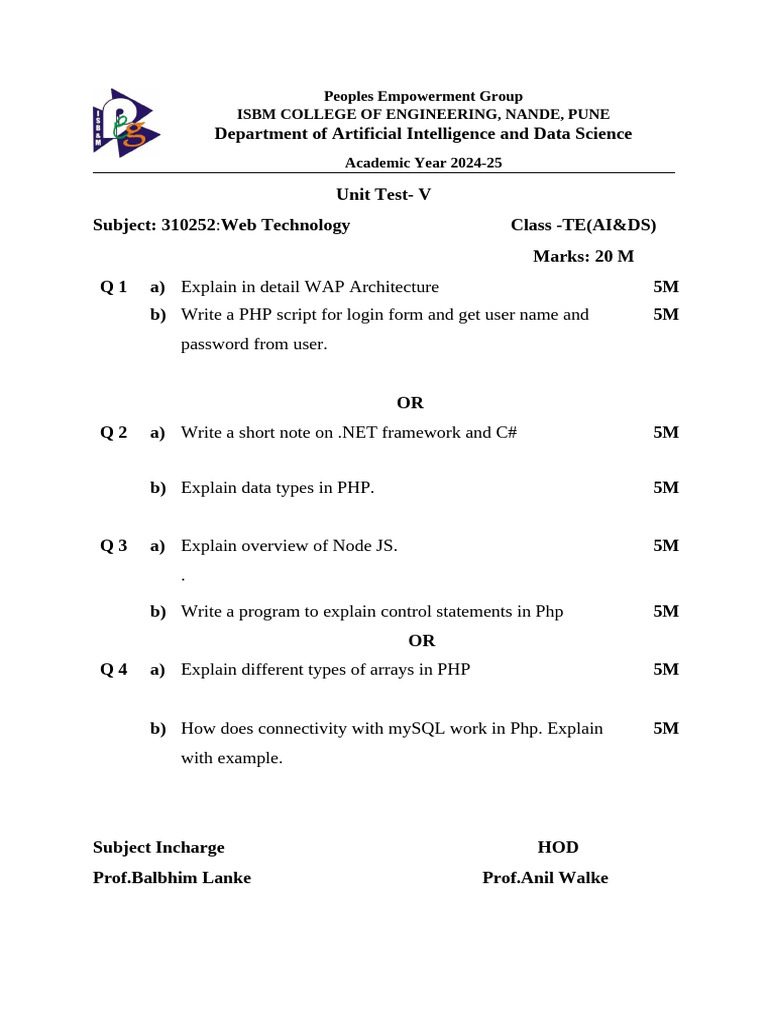 Unit test- 5 WT | PDF
