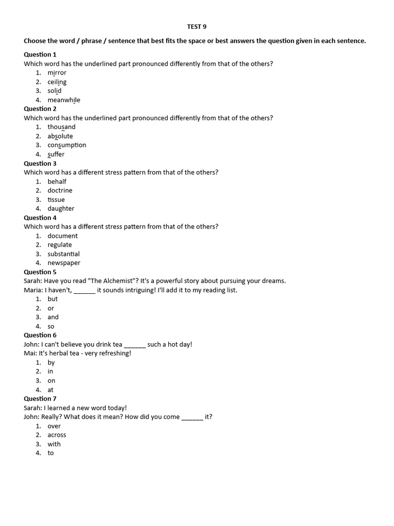 TEST 9 | PDF