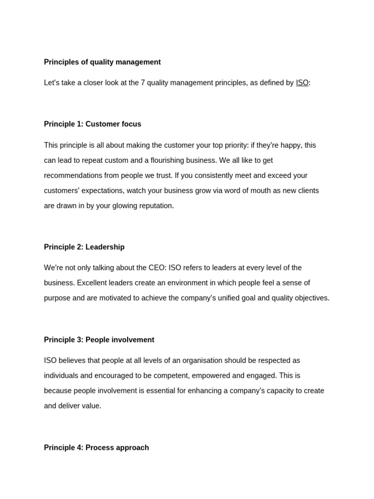 Principles Of Qms Pdf Quality Management Psychology