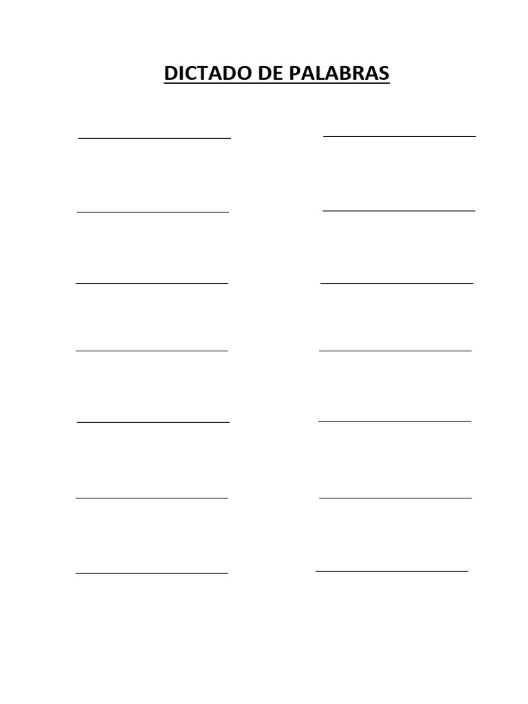 Plantilla Dictado de Palabras | PDF