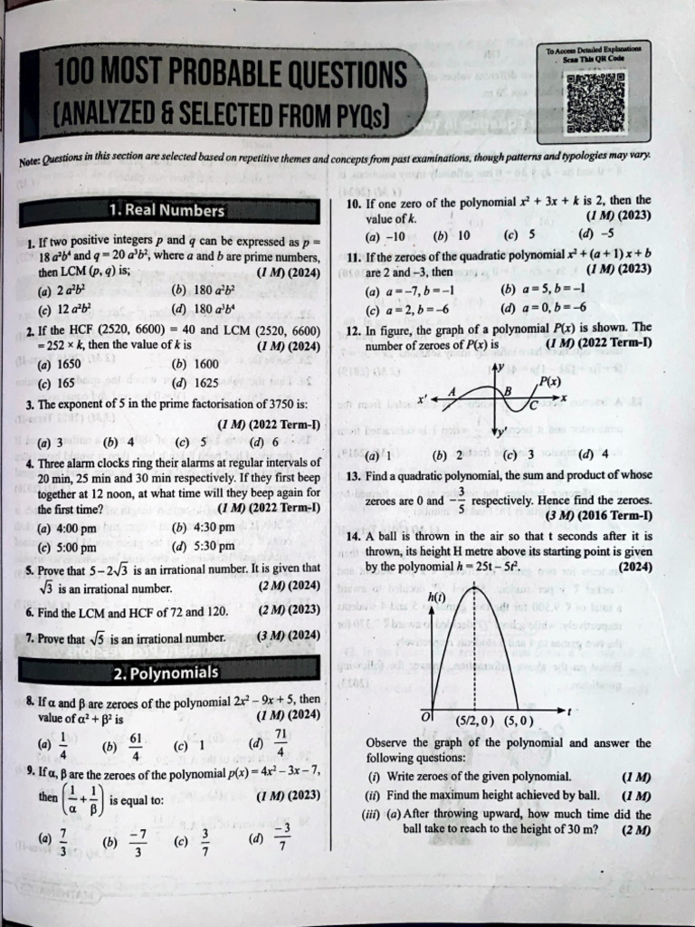 Class 10 Maths Objective Questions | PDF | Circle | Area