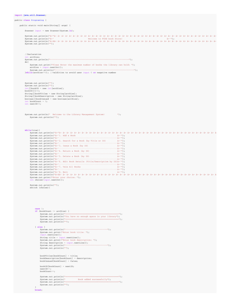 Java Library Management System | PDF | Computer Programming | Software ...