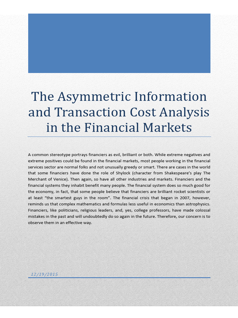 the-asymmetric-information-and-transaction-cost-analysis-in-the