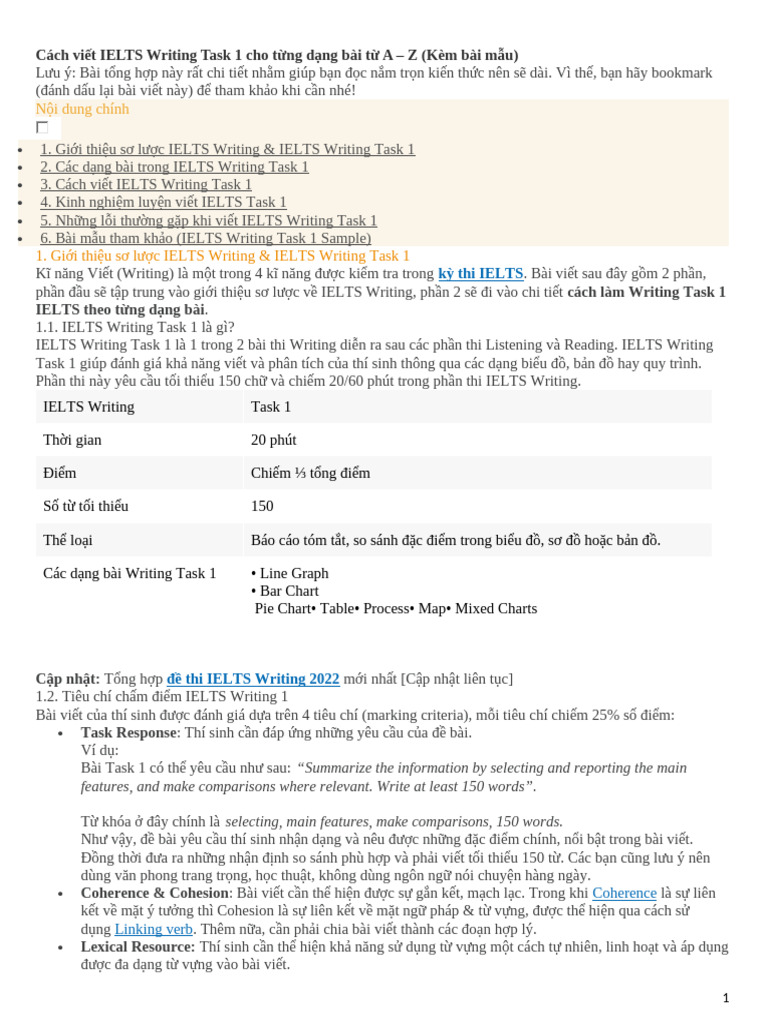 How To Writing IELTS Task 1 | PDF
