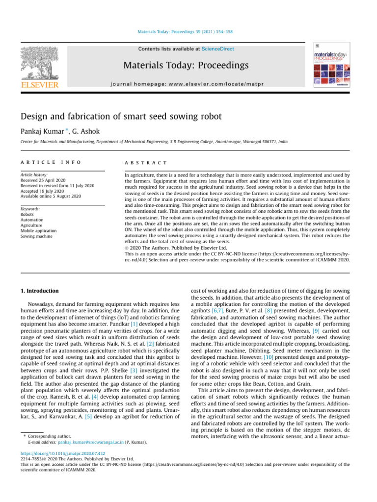 Smart Seed Sowing Robot Design | PDF | Sowing | Agriculture