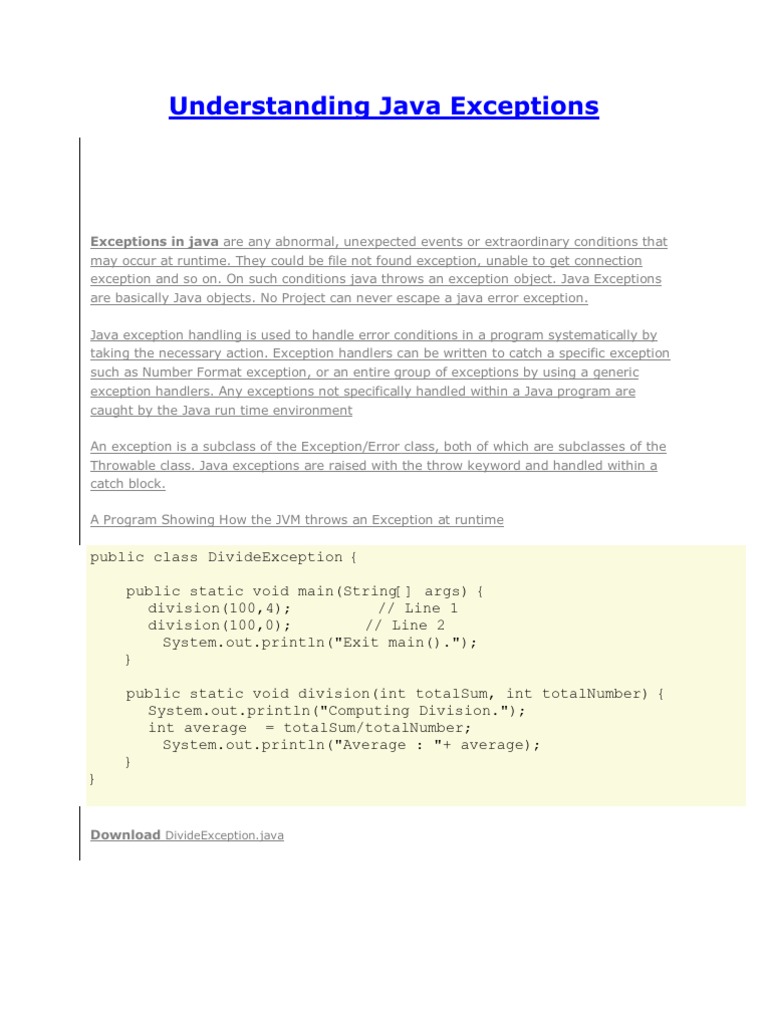 Understanding Java Exceptions | PDF | Array Data Structure ...