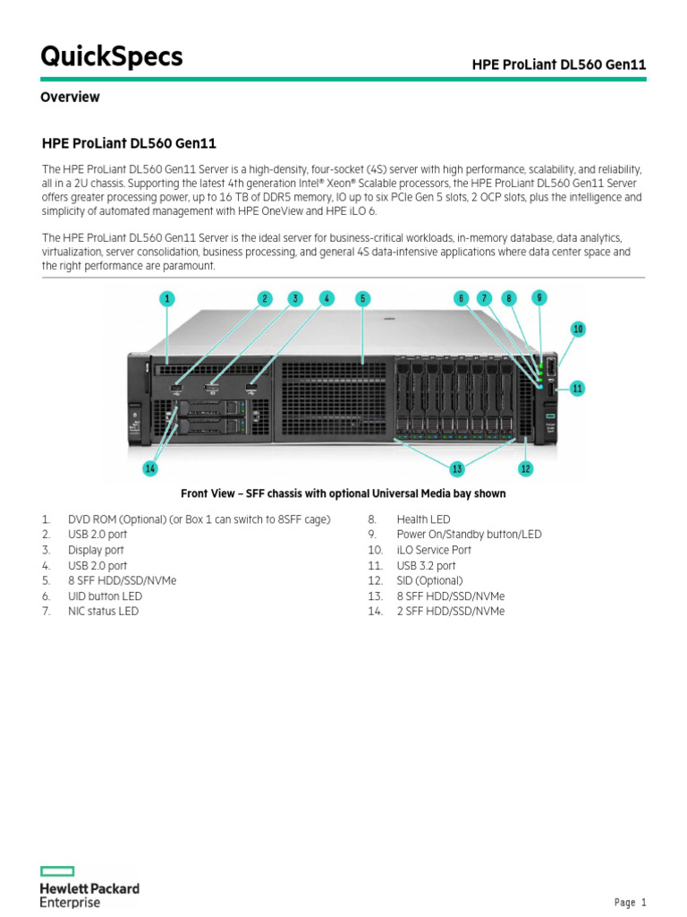 HPE ProLiant DL560 Gen11-A50006983enw | PDF | Computer Architecture ...