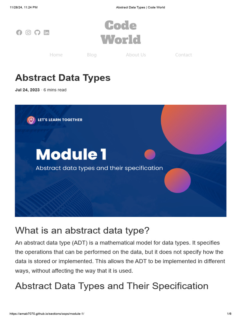 Abstract Data Types - Code World | PDF | Data Type | Computer Science