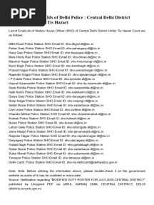 List of SHO Email Ids of Delhi Police