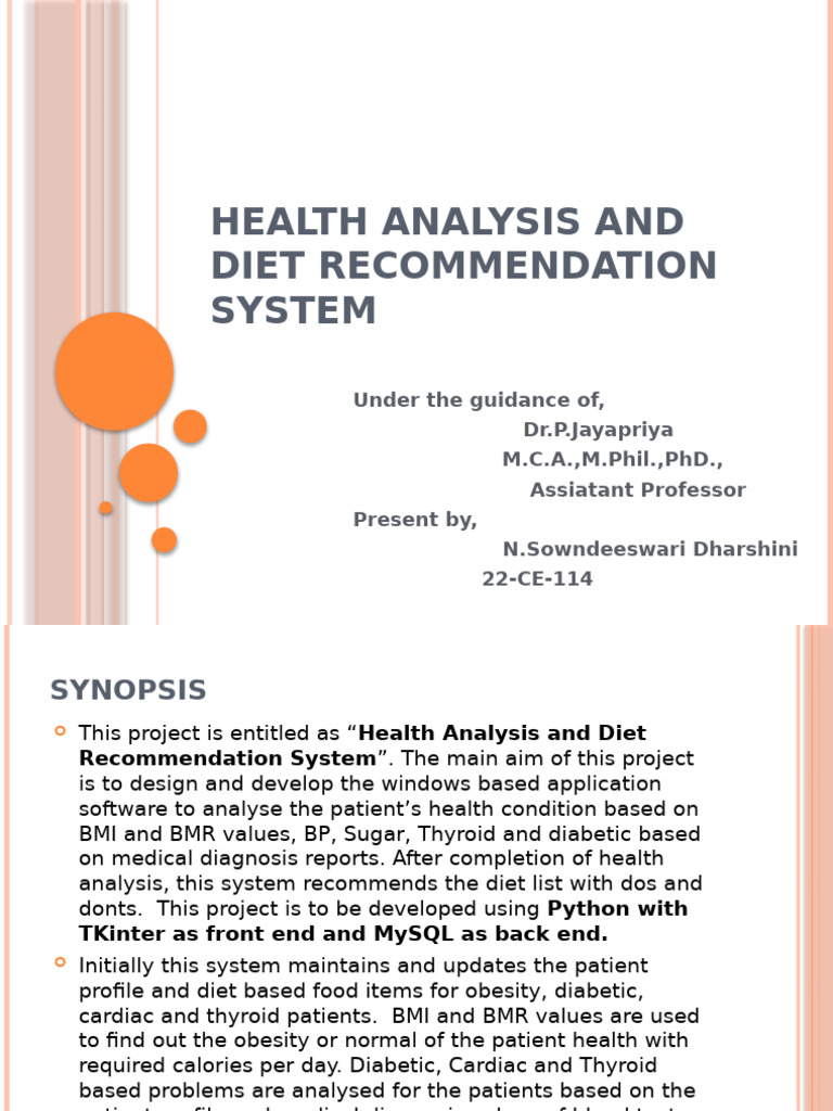 Health Analysis and Diet Recommendation System | PDF | Body Mass Index ...