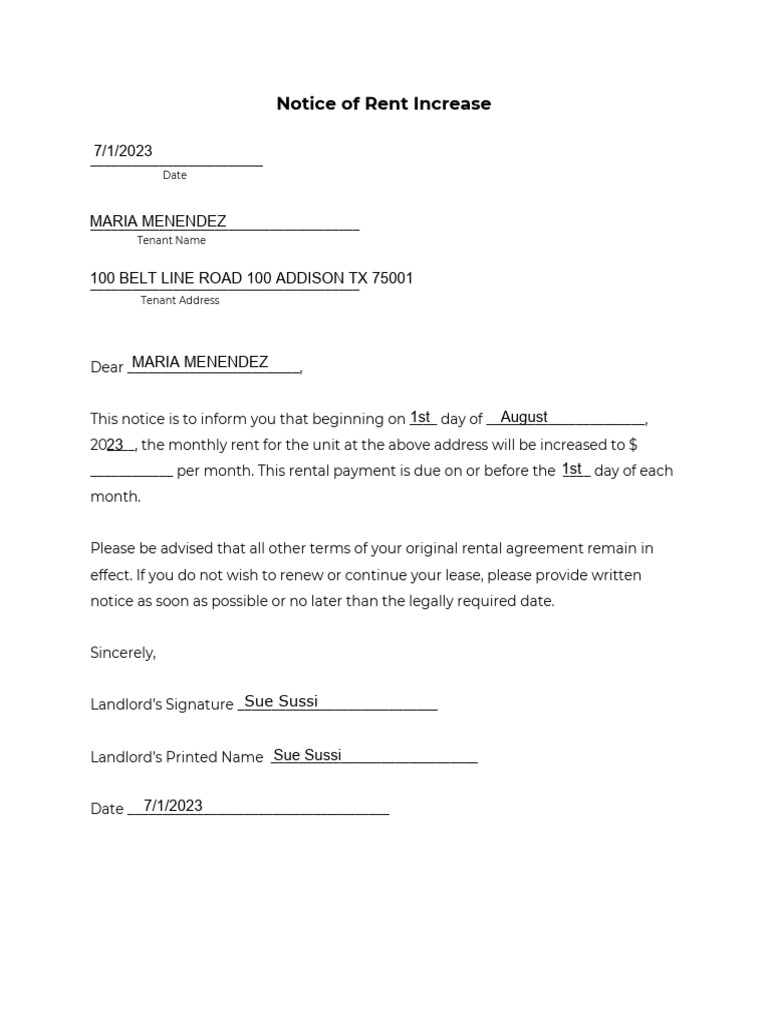 Rent-Increase-60 Day Notice-Letter | PDF