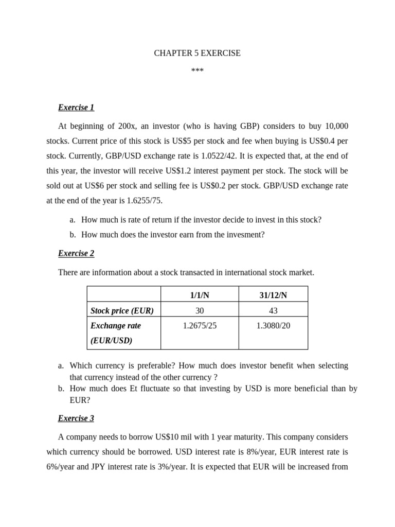 Exercise Chap 5 | PDF | Stocks | Option (Finance)