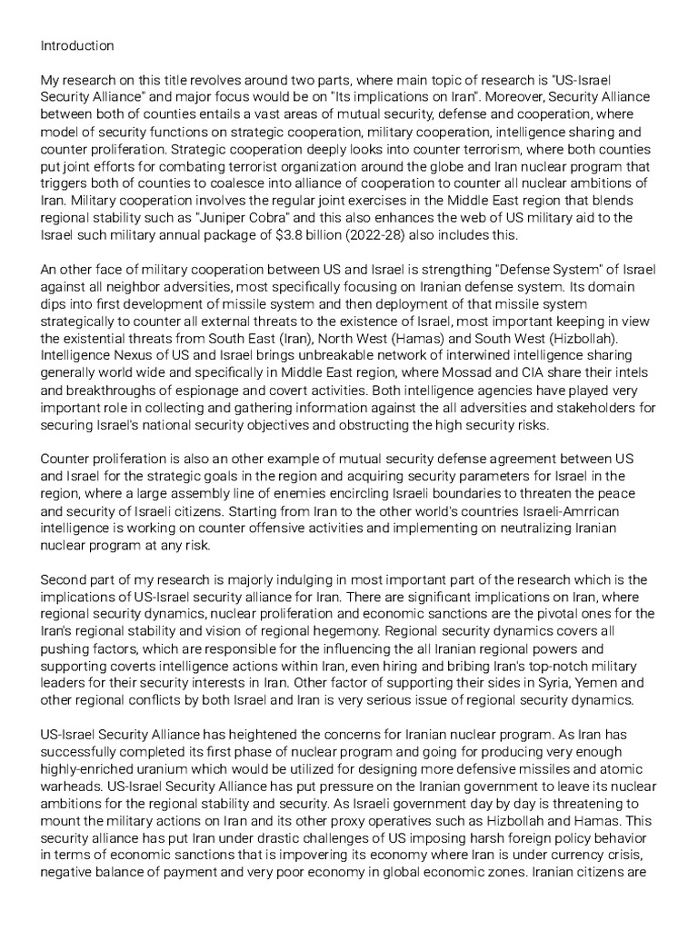 Wordpad plus us israel security alliance and its implications on iran
