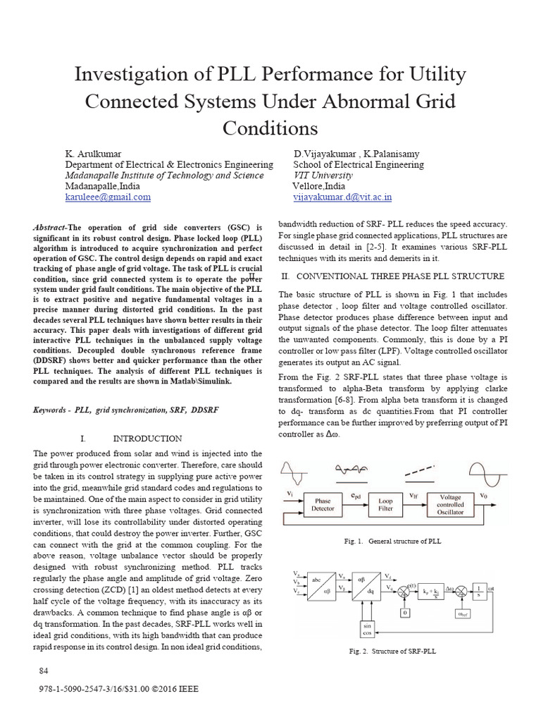 PLL Performance in Unbalanced Grid Systems | PDF | Power Inverter ...