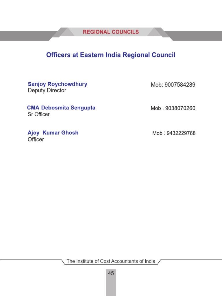Cost Accountants of India Directory | PDF | Economy Of India