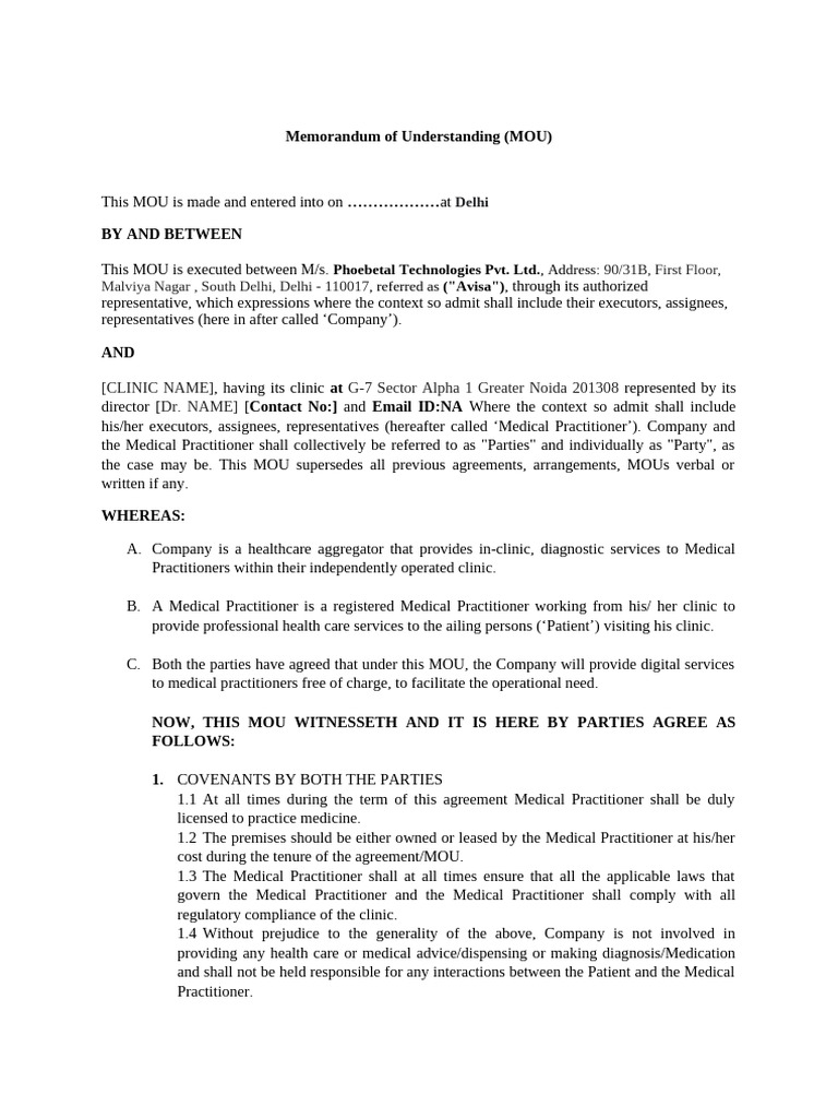 Clinic - MOU | PDF | Arbitration | Business Law