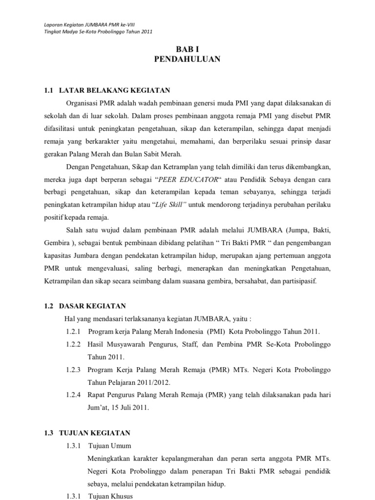 Pmr Mtsn Kota Prob Laporan Jumbara