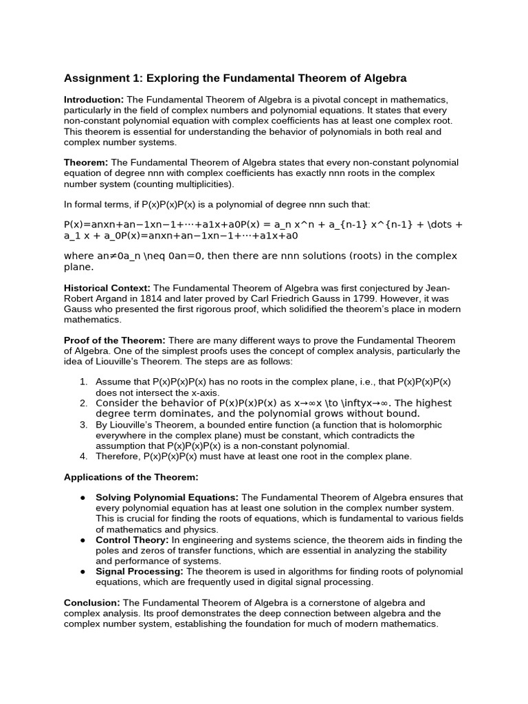 Liouville's Theorem and Algebra Roots | PDF | Complex Number | Zero Of ...