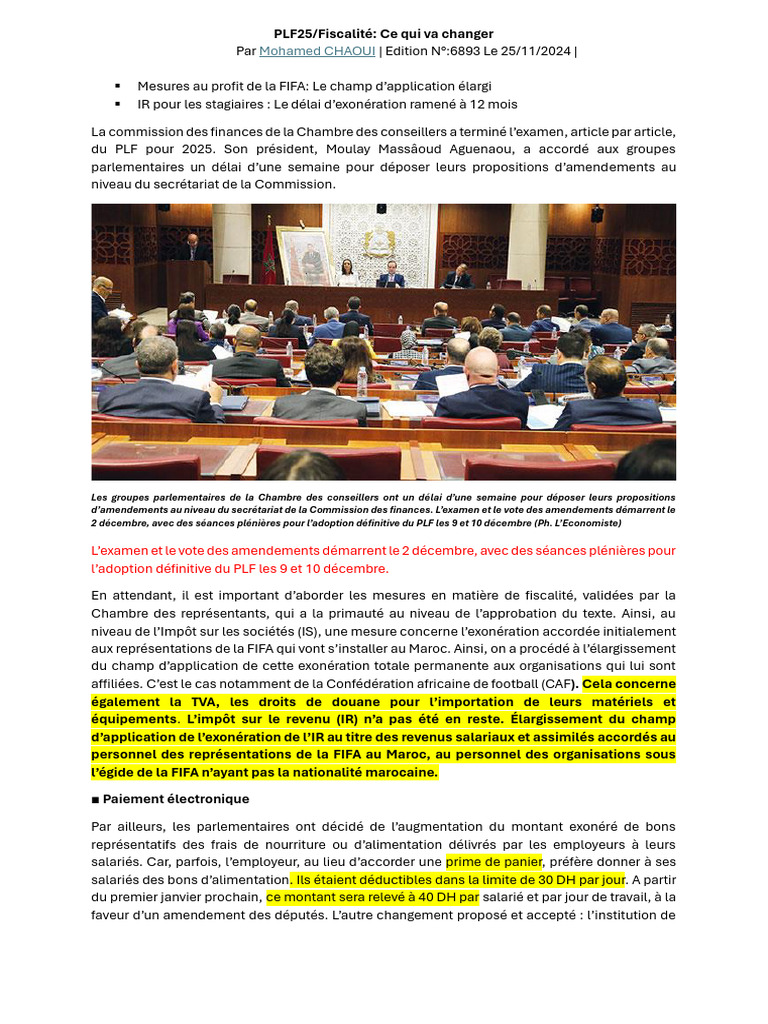Changements fiscaux dans le PLF 2025 | PDF | Impôts | Salaires