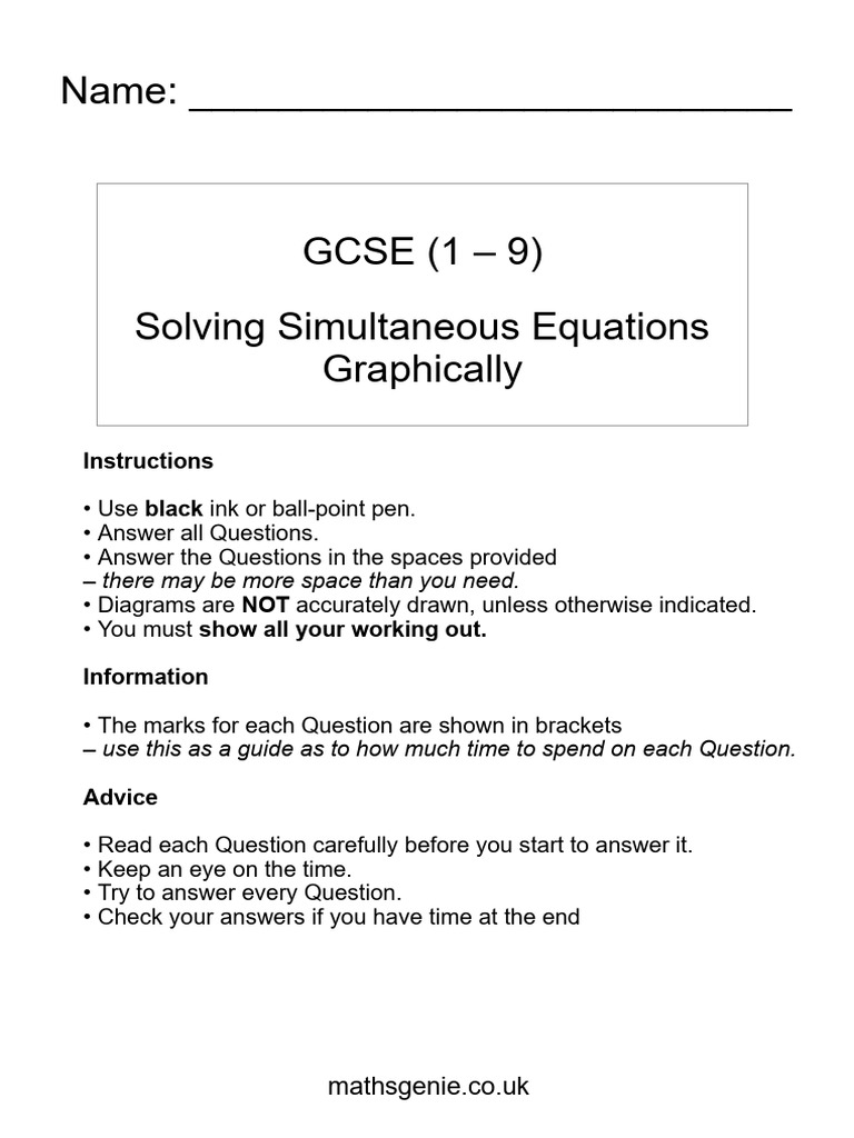 5 Solving Simultaneous Equations Graphically | PDF | Line (Geometry ...