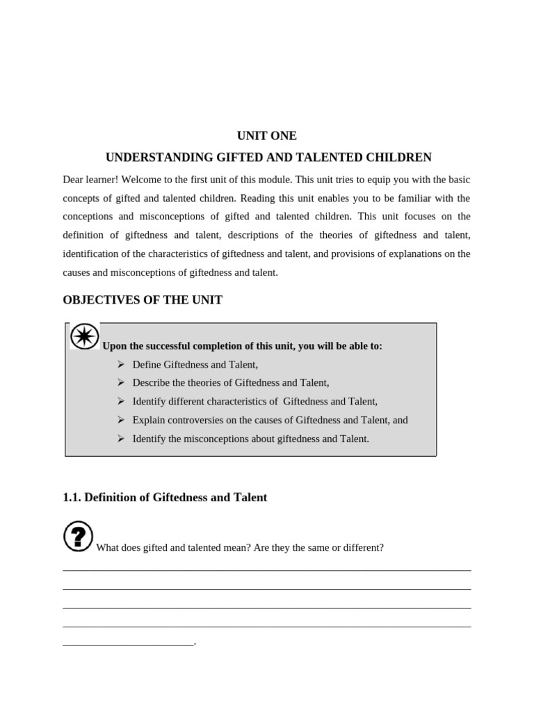 Gifted & Talented Cours Module | PDF | Intellectual Giftedness ...