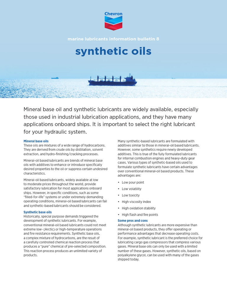 08 Synthetic Oils Technical Bulletin | PDF | Lubricant | Oil