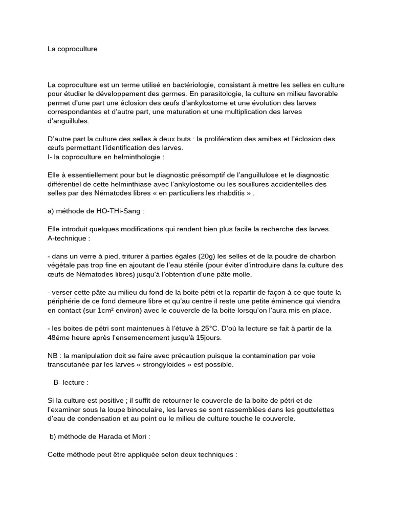 Techniques de coproculture et diagnostic | PDF | Papier