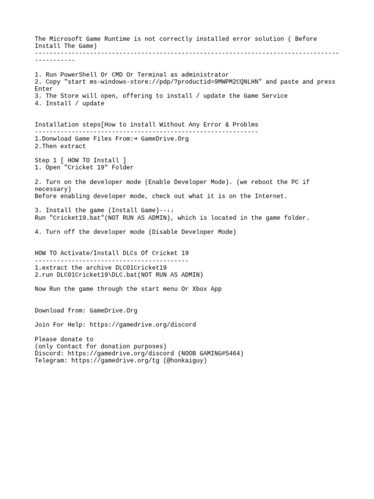 Fixing Microsoft Game Runtime Error | PDF