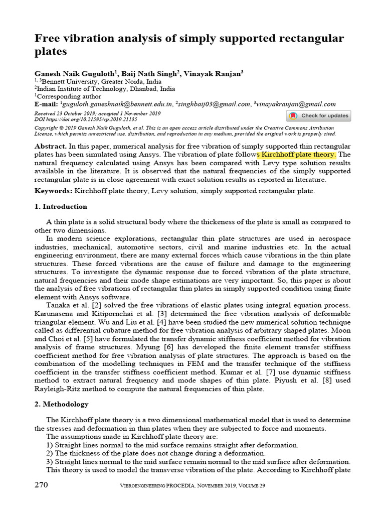 Free Vibration Analysis of Simply Supported Rectan | PDF | Finite ...