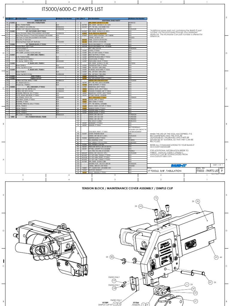 IT5000/6000 Parts List Overview | PDF | Tools | Mechanical Engineering