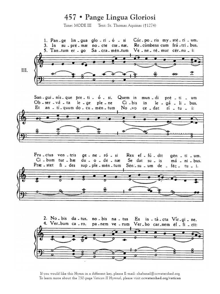 Pange Lingua Hymn Score and Text | PDF