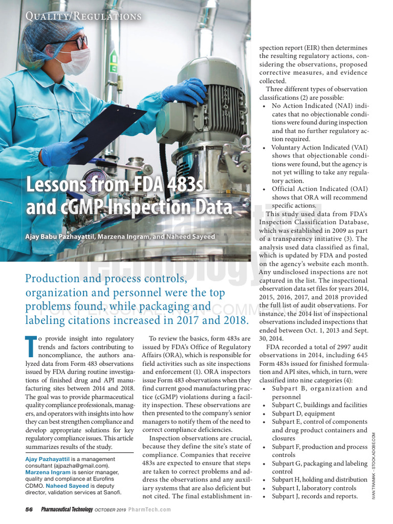 FDA Form 483 Compliance Trends | PDF