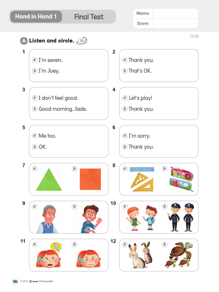 Hand in Hand 1 Final Test Guide | PDF