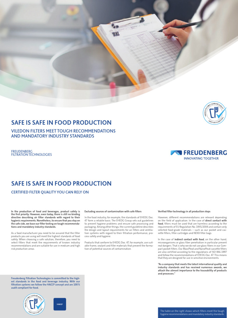 Safe Is Safe in Food Production | PDF | Filtration