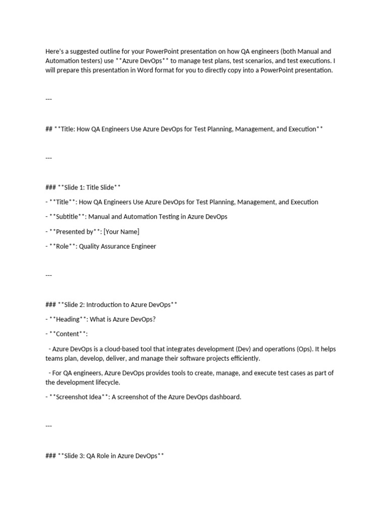 QA Testing with Azure DevOps Overview | PDF | Software Testing ...