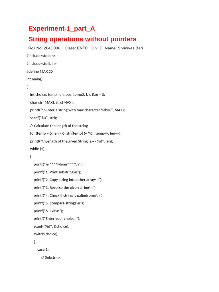 String Operations in C Without Pointers | PDF | Queue (Abstract Data ...