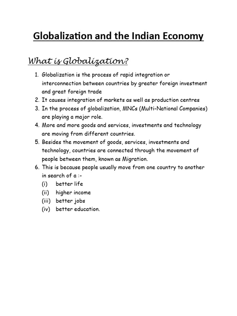 Globalization and The Indian Economy | PDF | Globalization | Exports