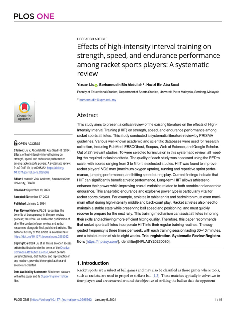 Journal Pone 0295362 | PDF | High Intensity Interval Training | Muscle ...