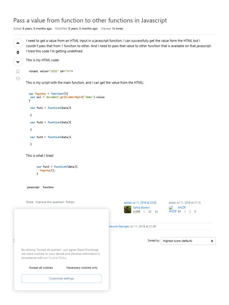 Pass A Value From Function To Other Functions in Javascript | PDF ...