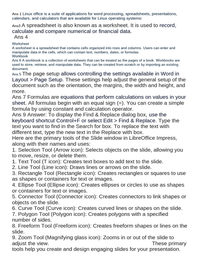 Short Answers Pdf Spreadsheet Software