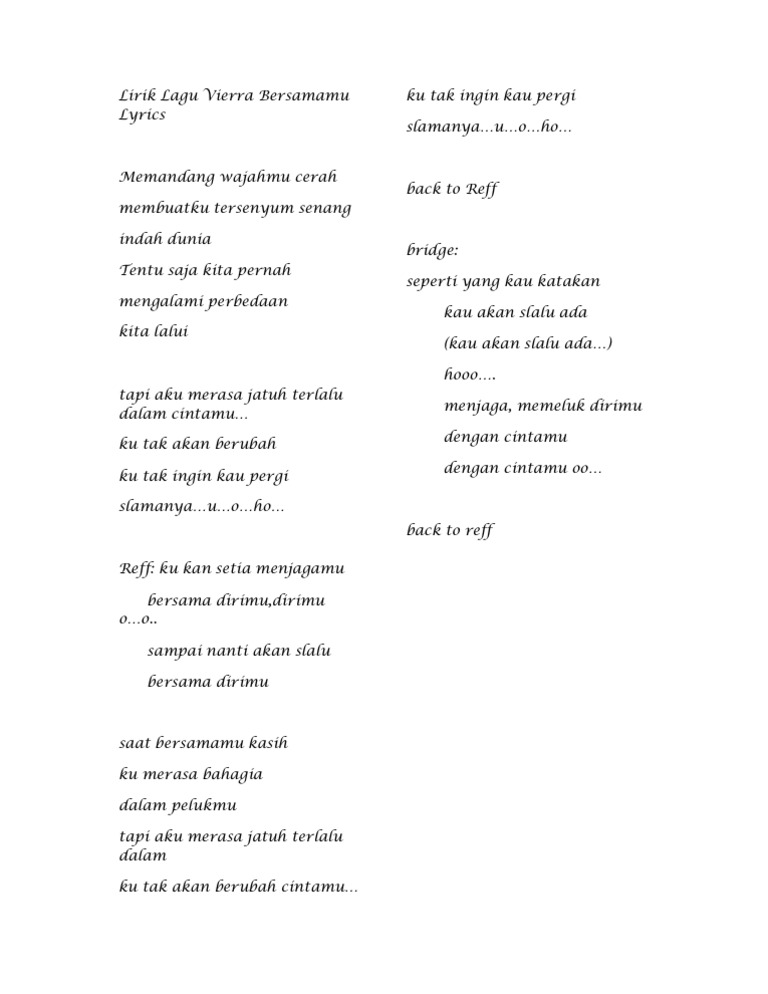 Lirik Lagu Vierra Bersamamu Lyrics