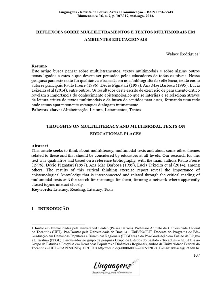 Multiletramentos e Textos Multimodais na Educação | PDF | Alfabetização ...