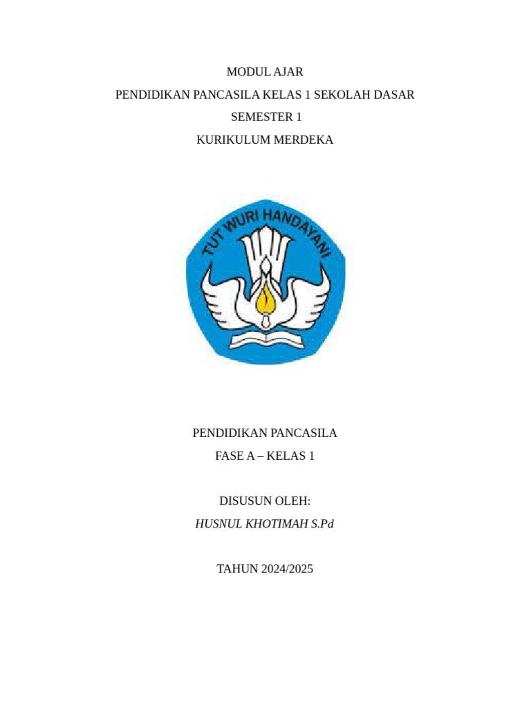 Modul Ajar Pancasila Kelas 1 SD | PDF