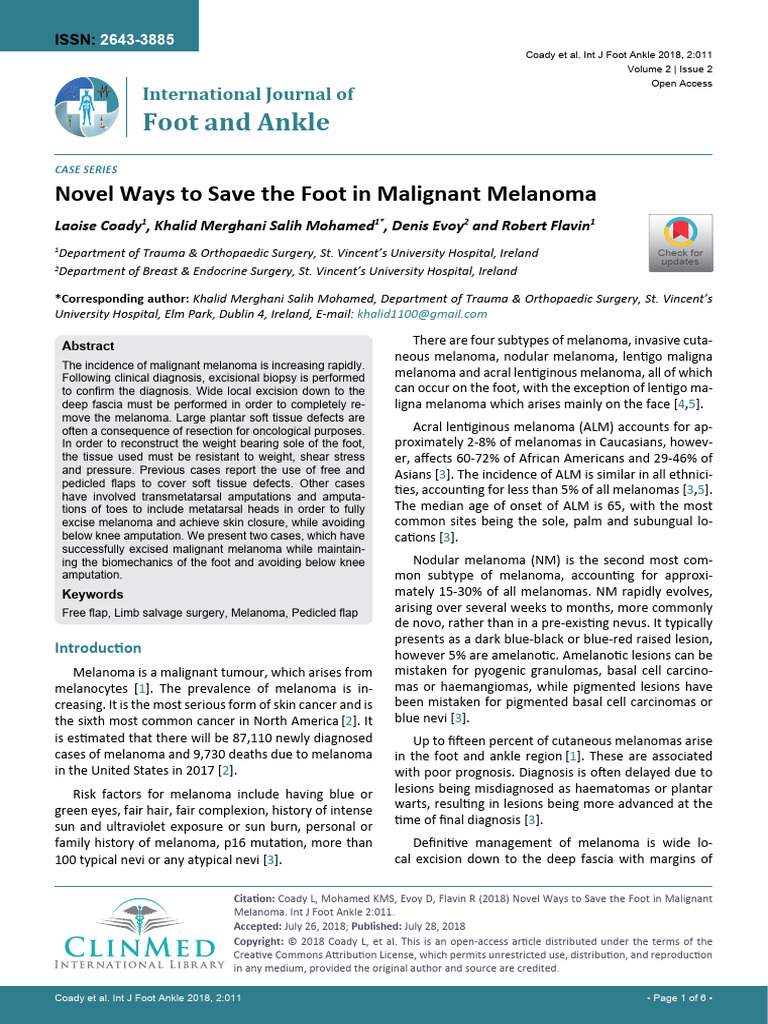 International Journal of Foot and Ankle Ijfa 2 011 | PDF | Melanoma | Foot