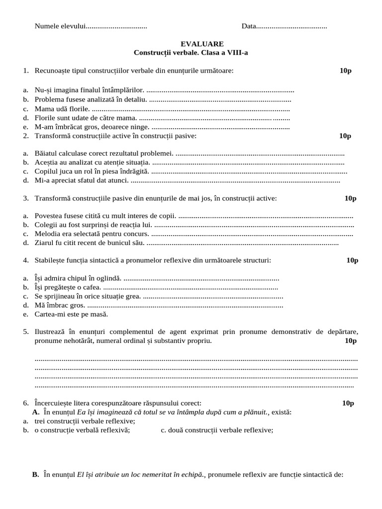 Constructii Verbale VIII | PDF