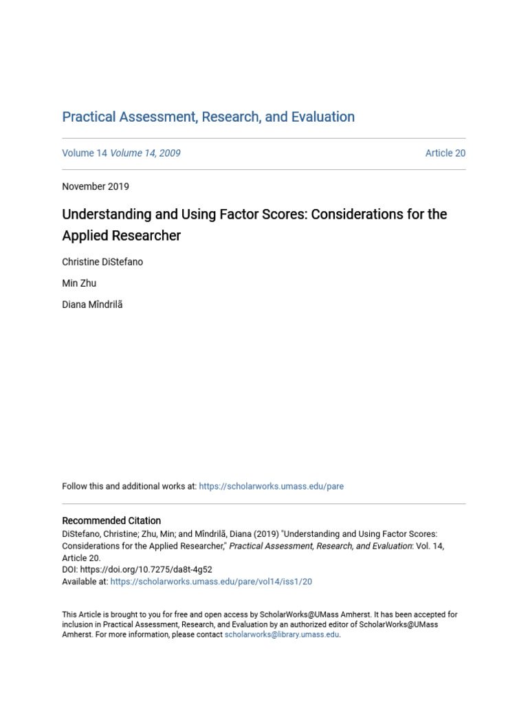 Understanding and Using Factor Scores - Considerations For The App ...