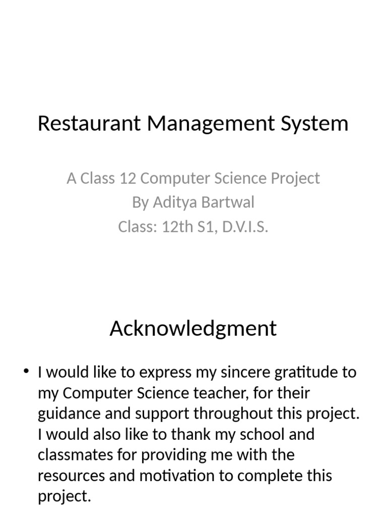 Restaurant Management System Project | PDF | Databases | Python ...