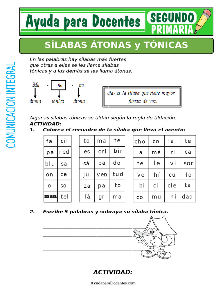 Silabas Atonas y Tonicas Para Segundo de Primaria (1) | PDF